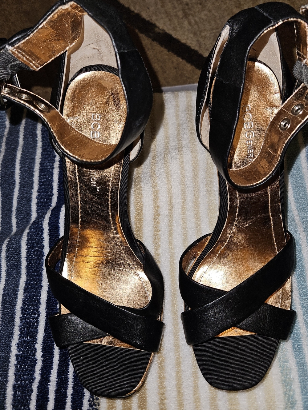 BCBGeneration Black Ankle-Strap Women's Sandals